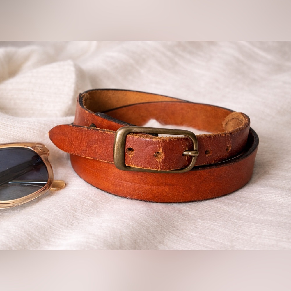 Vintage Oil-Tanned Leather Belt — Made in USA Size 30